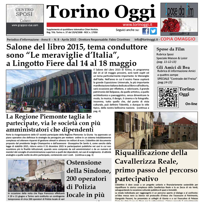 Spose da Film su TORINO OGGI Aprile 2015